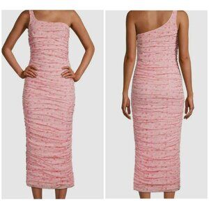 Likely Women's Pink Gathered One-Shoulder Midi Dress